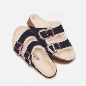 Kith for Birkenstock Arizona Shearling - Navy Blazer / Natural